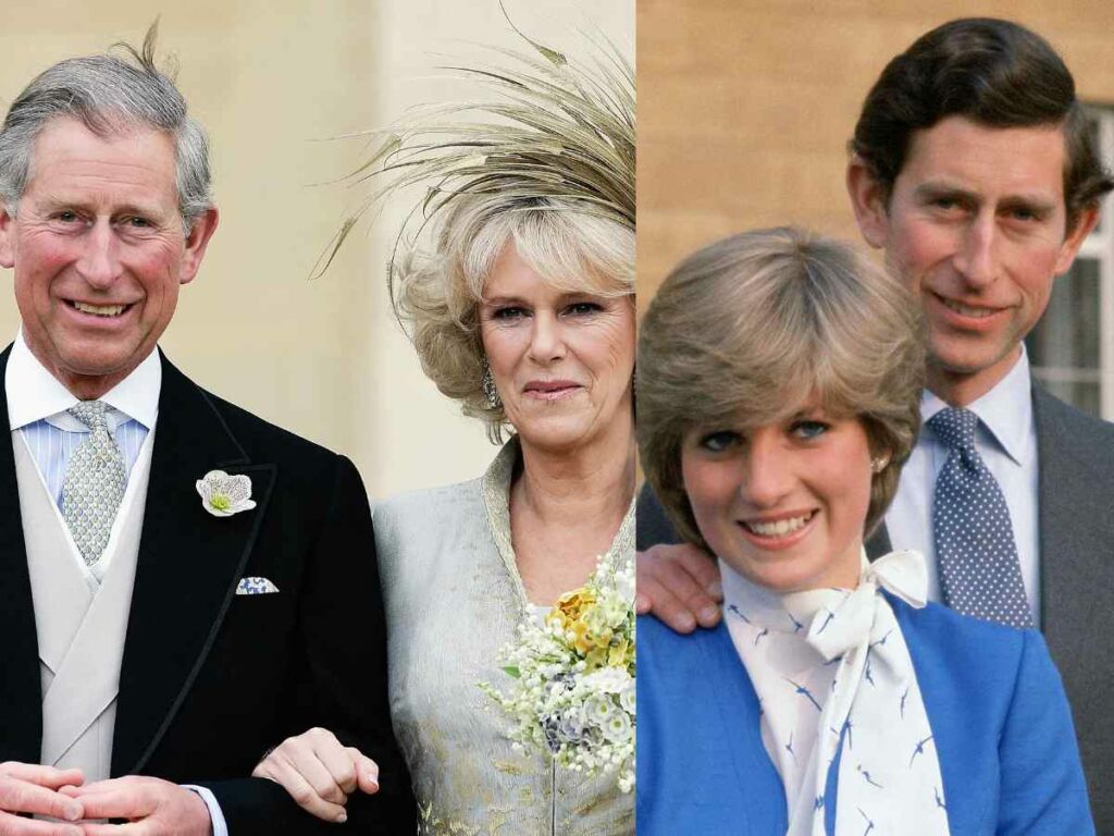 Left - Charles and wife Camilla, Right - Charles and then-wife Diana