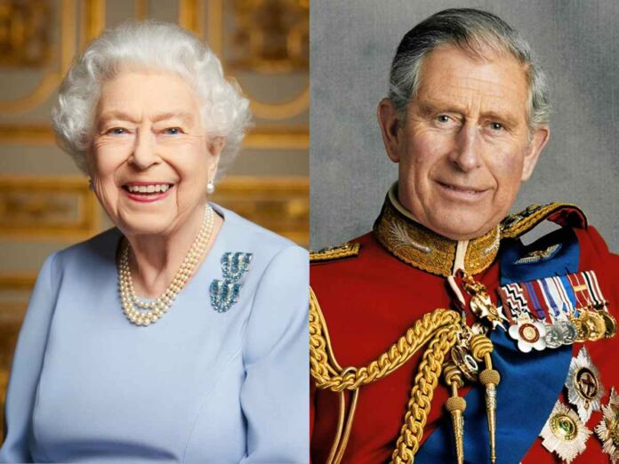 Left - Queen Elizabeth II, Right - King Charles III