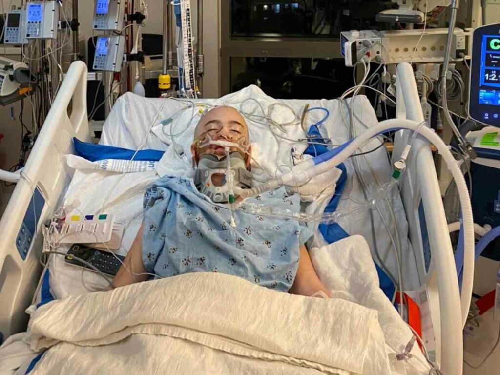 Molly Steinsapir in the hospital following her accident