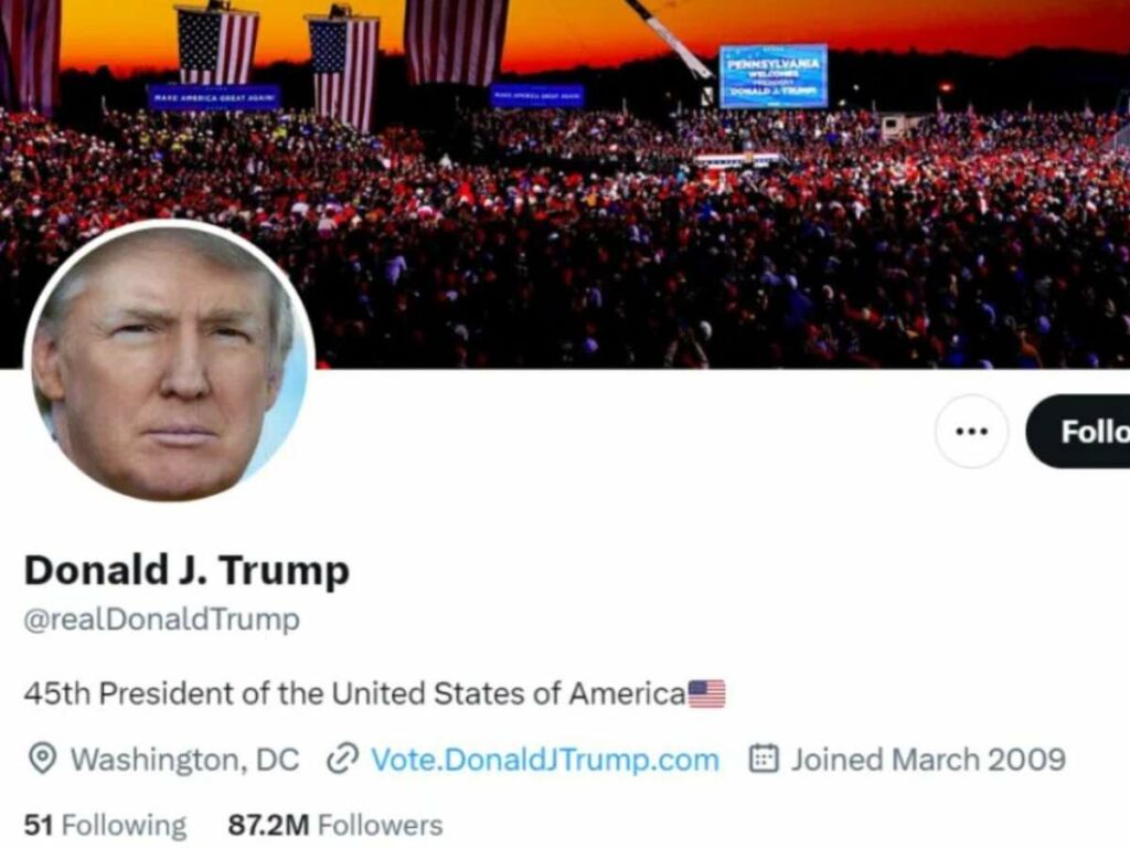 Former President Donald Trump's Twitter account