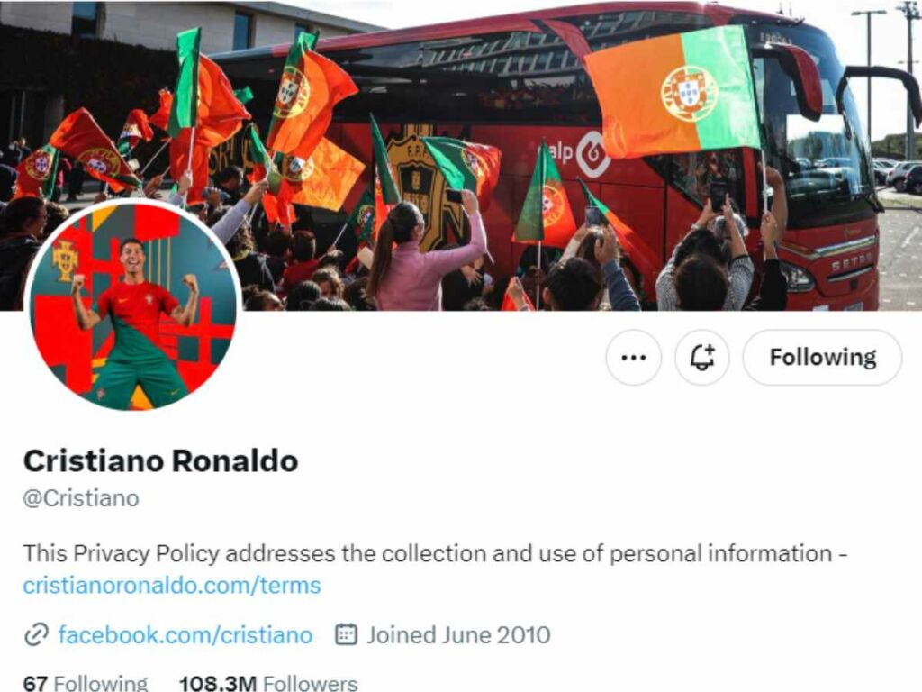 Footballer Cristiano Ronaldo's Twitter account