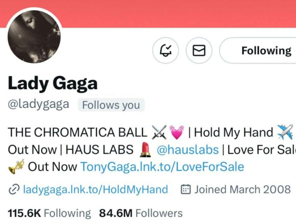 Singer Lady Gaga's Twitter account