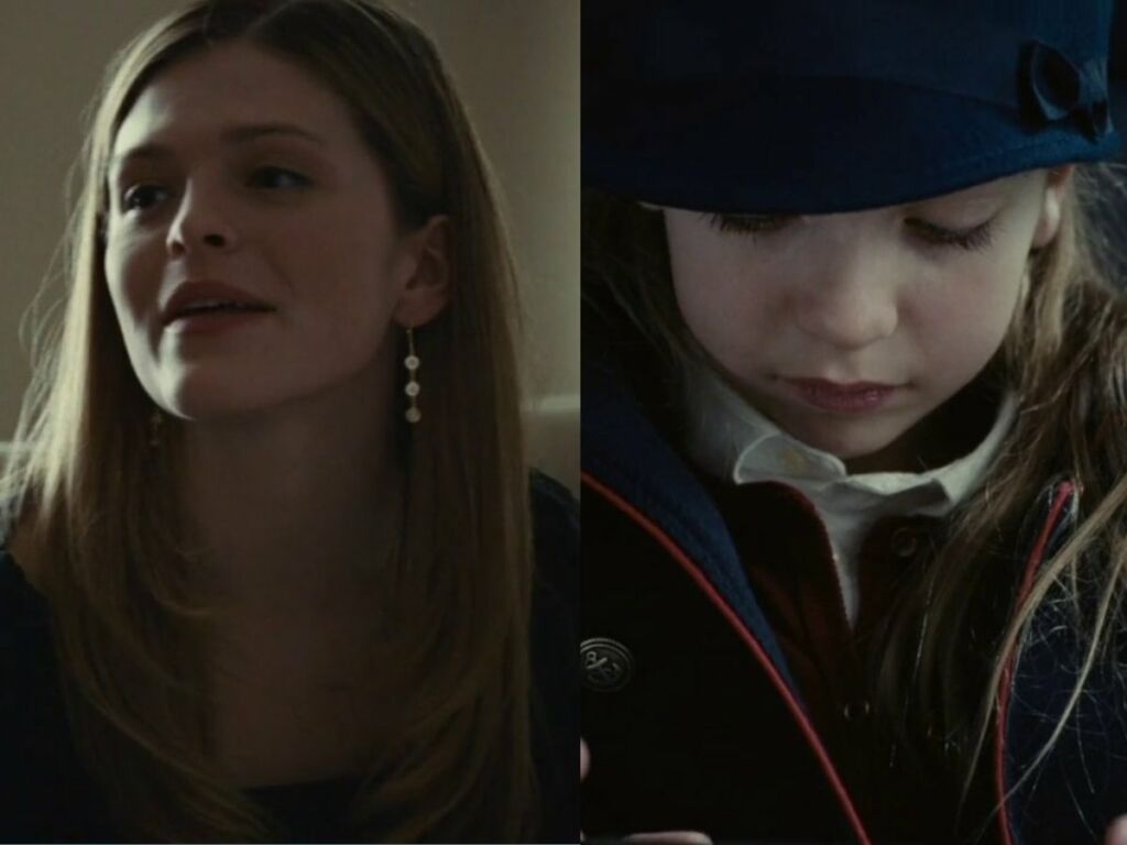 Roman's wife Grace (Molly Griggs) daughter Isla (Noelle Hogan) appear in the first season of 'Succession.'