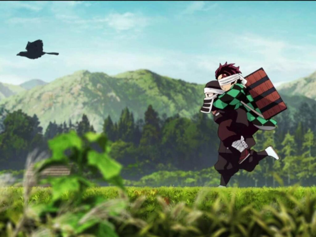 Tanjiro being carried to the village
