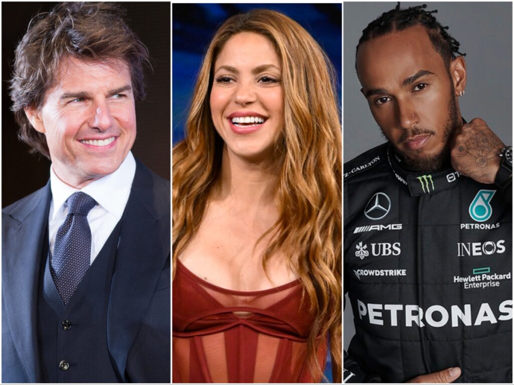 Tom Cruise, Shakira and Lewis Hamilton