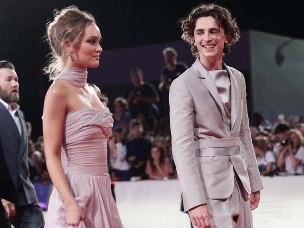 Lily Rose-Depp and Timothée Chalamet on the red carpet of 'The King' at the Venice Film Festival