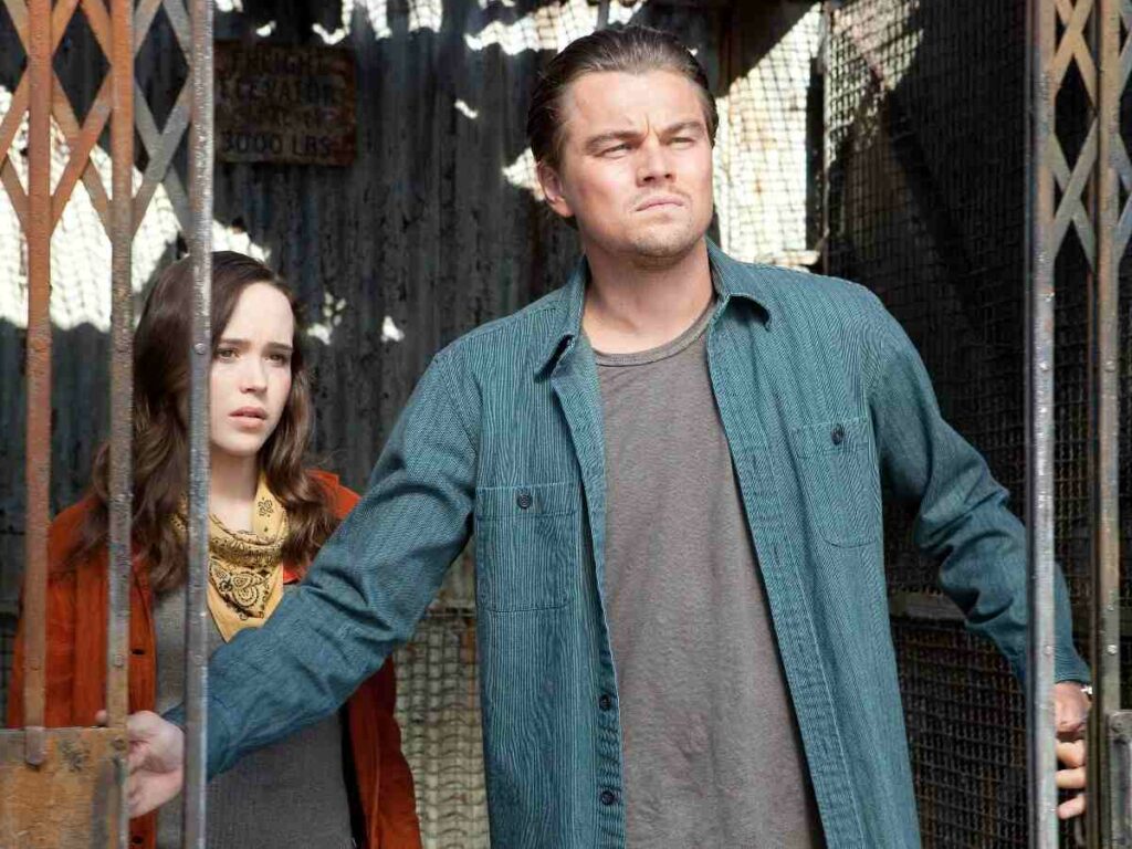 A still from 'Inception' starring Elliot (formerly Ellen) Page and Leonardo DiCaprio