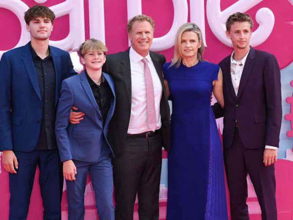 Will Ferrell with his wife Viveca Paulin, and sons Magnus, Mattias, and Axel. 