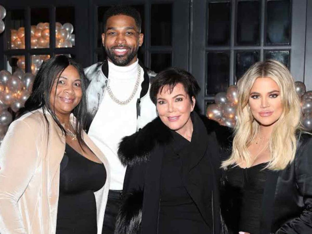 Khloé Kardashian and Tristan Thompson with their mothers Kris Jenner and Andrea Thompson 