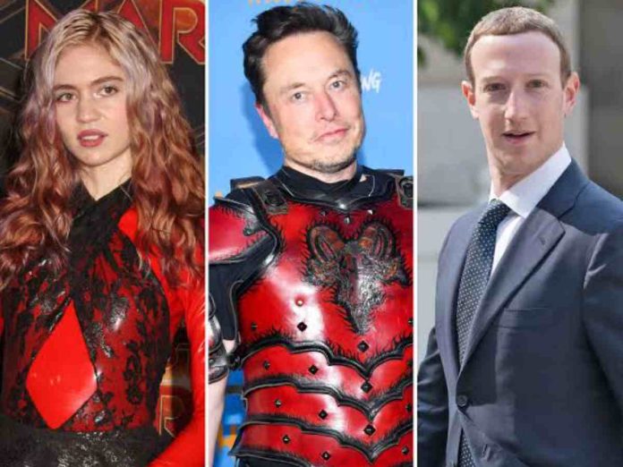 Grimes, Elon Musk and Mark Zuckerberg