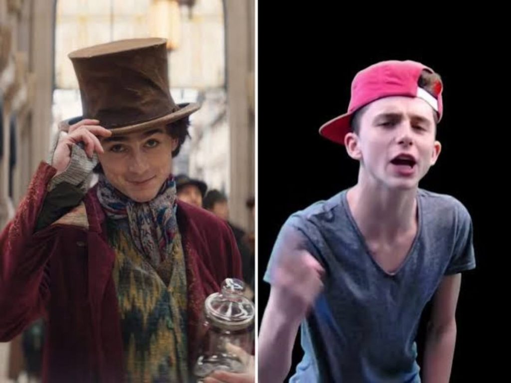 Timothée Chalamet as Willi Wonka and in high school musicals
