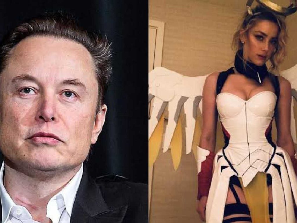 Elon Musk and Amber Heard dressed as Mercy