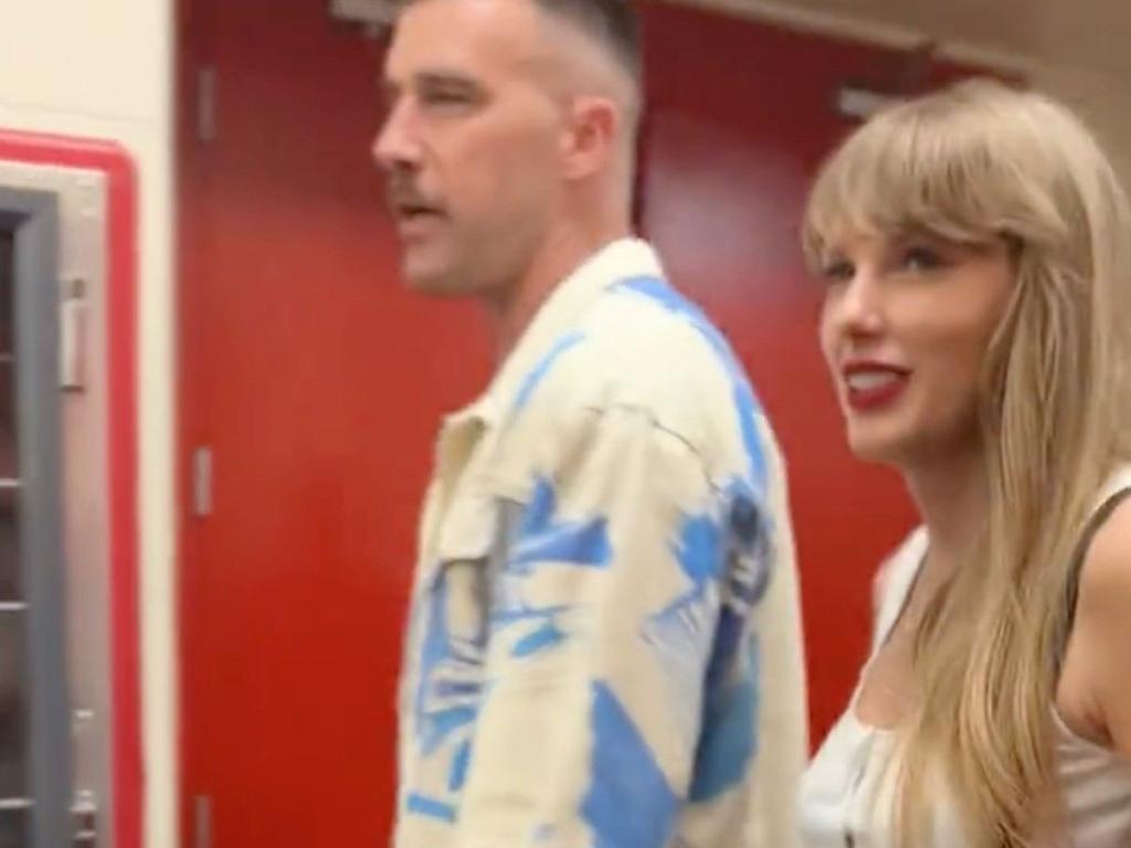 Taylor Swift and Travis Kelce leaving together after the Kansas City Chiefs vs. Chicago Bears match