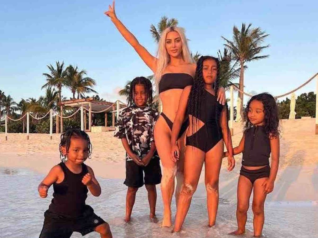 Kim Kardashian and her four kids 
