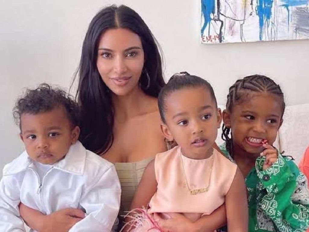 Kim Kardashian and her four kids 