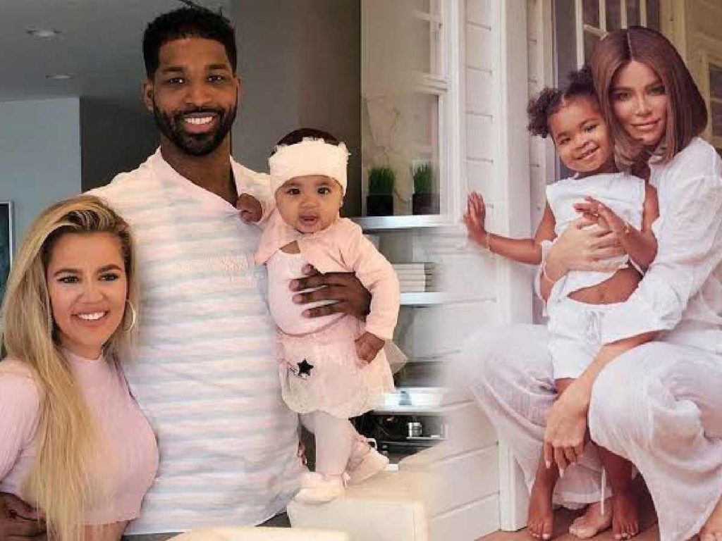 Khloé Kardashian and Tristan Thompson with True Thompson