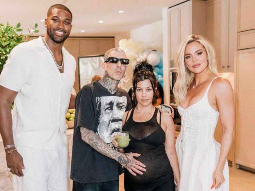 Tristan Thompson, Travis Barker, Kourtney Kardashian, and Khloe Kardashian