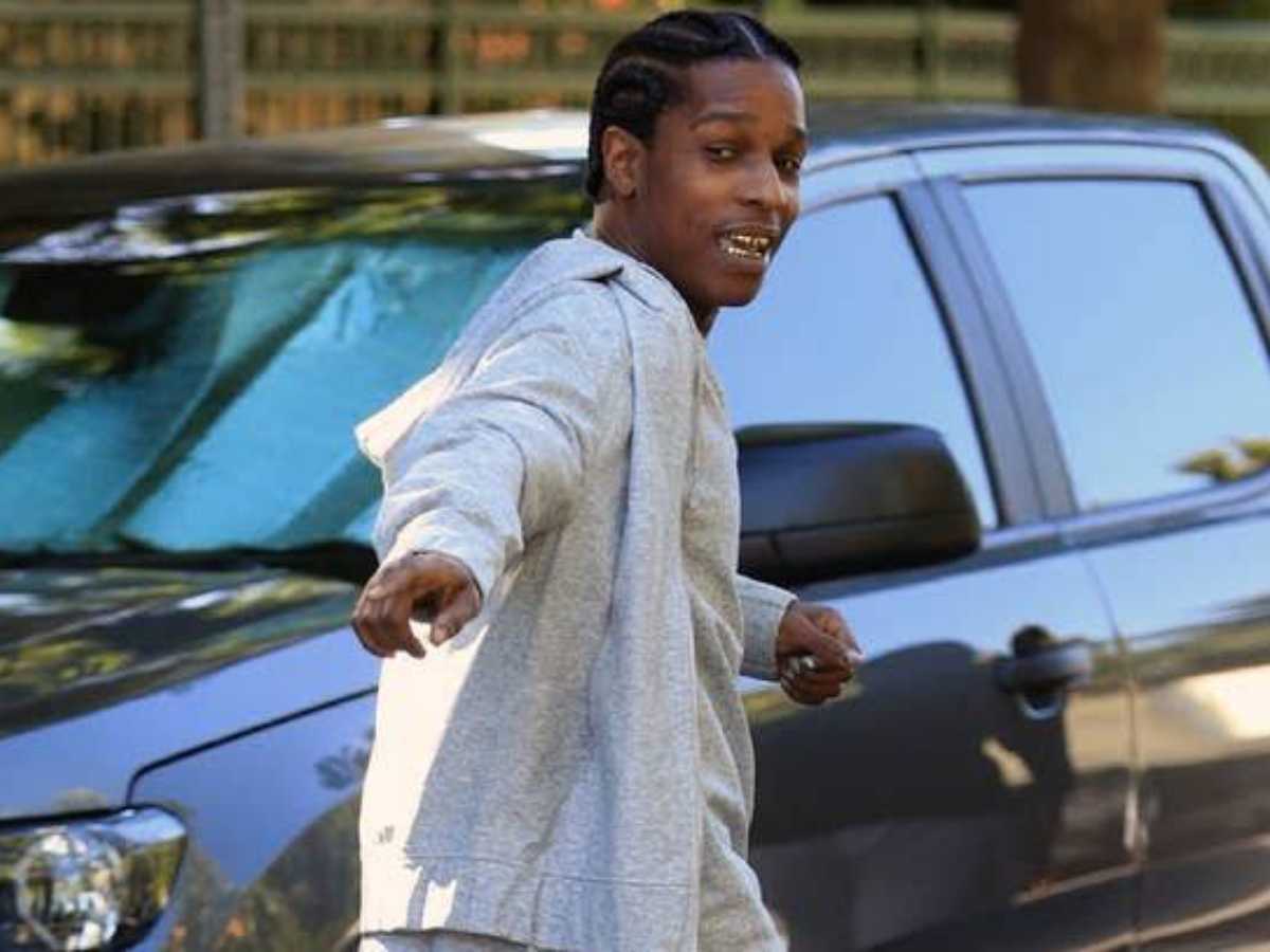 A$AP Rocky in a Bottega Veneta sweat suit during a jog in West Hollywood