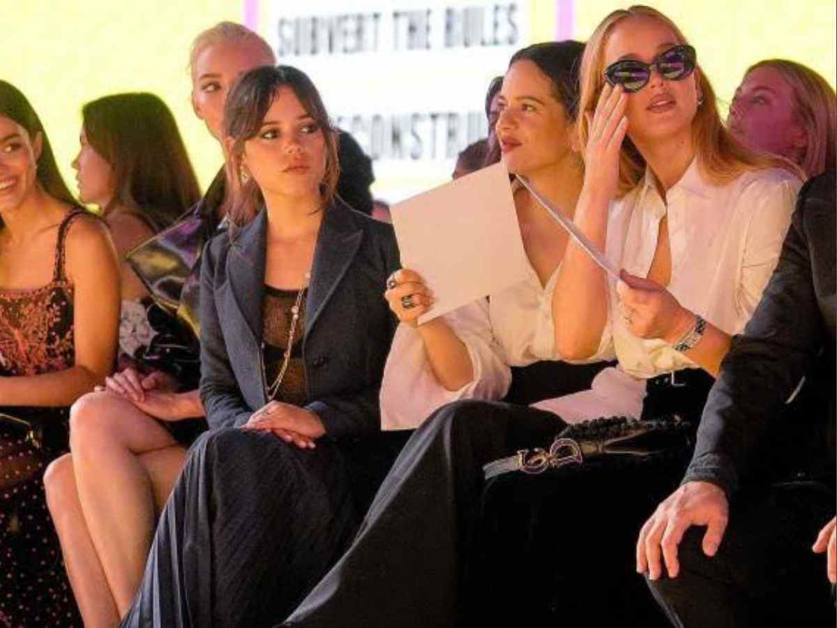 Rachel Zegler and Jennifer Lawrence at the Paris Fashion Week for the Dior show