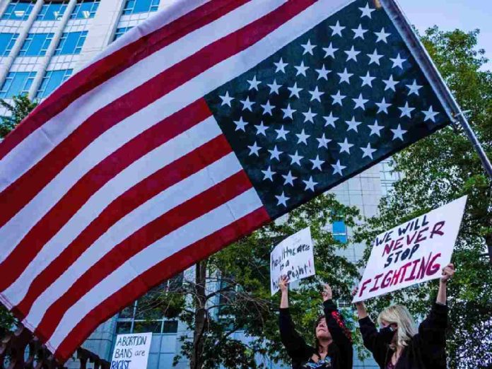 American flag upside down