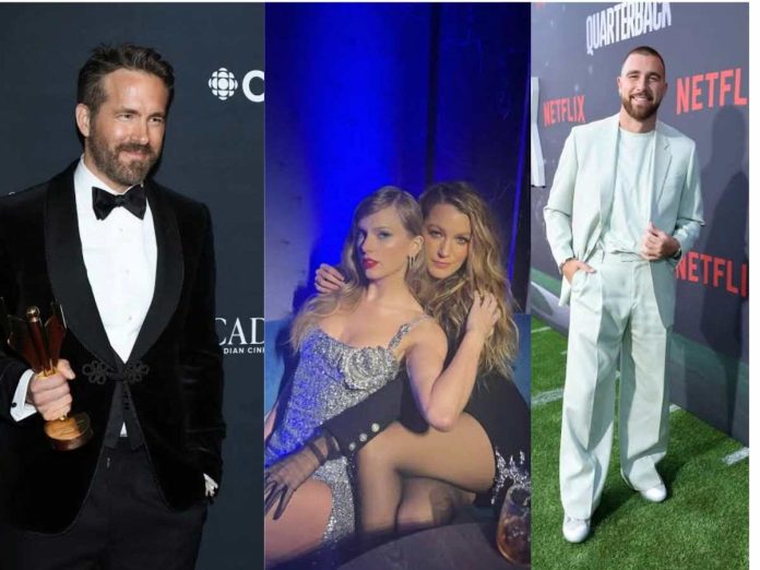 Ryan Reynolds shares a hilarious recreation of a picture of Taylor Swift and Blake Lively from Beyonce's film premiere in London with Travis Kelce