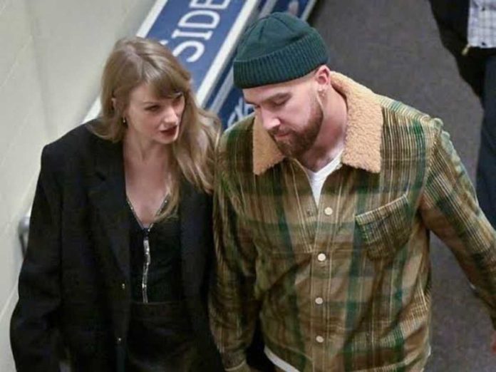 Taylor Swift and Travis Kelce leave the Arrowhead Stadium after the recent game Image Courtesy: Daily Mail Online