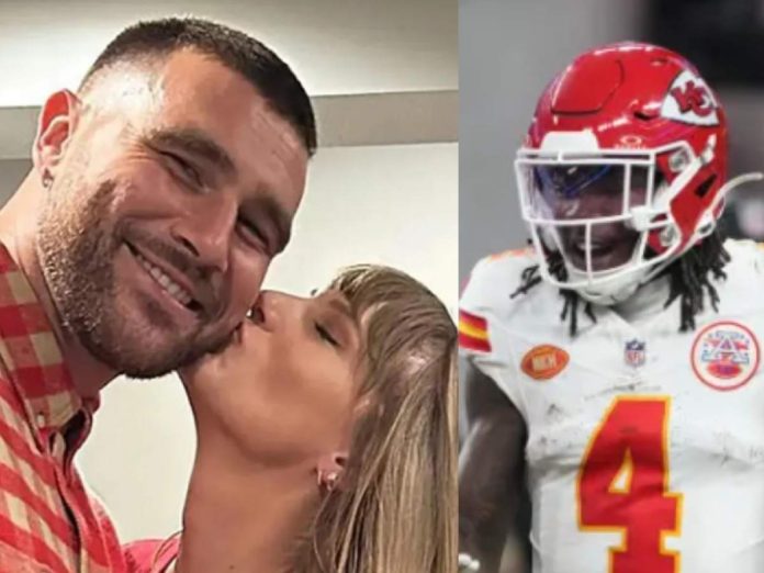 Travis Kelce's teammate is hesitant about asking Taylor Swift for a picture. (Image: Getty)