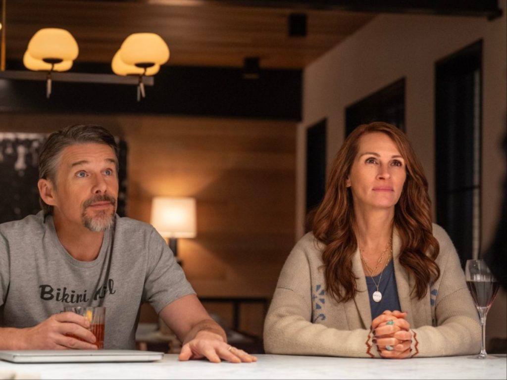 Ethan Hawke and Julia Roberts in a still from ‘Leave the World Behind’
