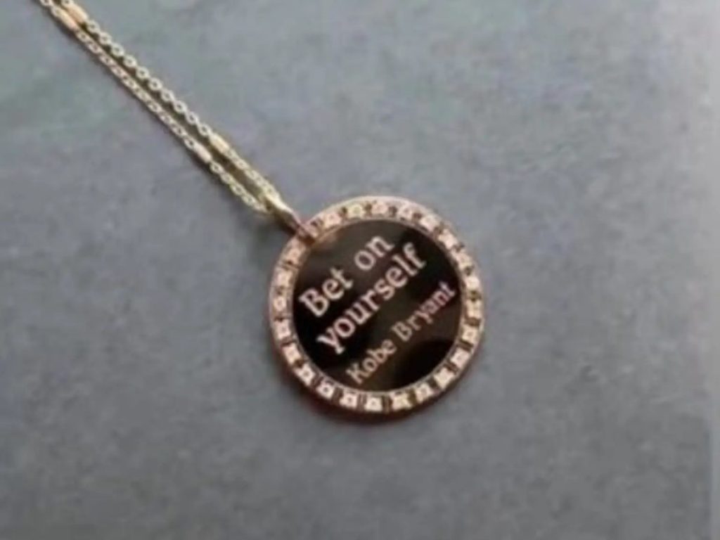 The neckless with Kobe Bryant quote