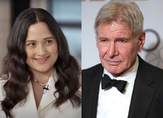 Lily Gladstone (left) found a fan in Harrison Ford (right)