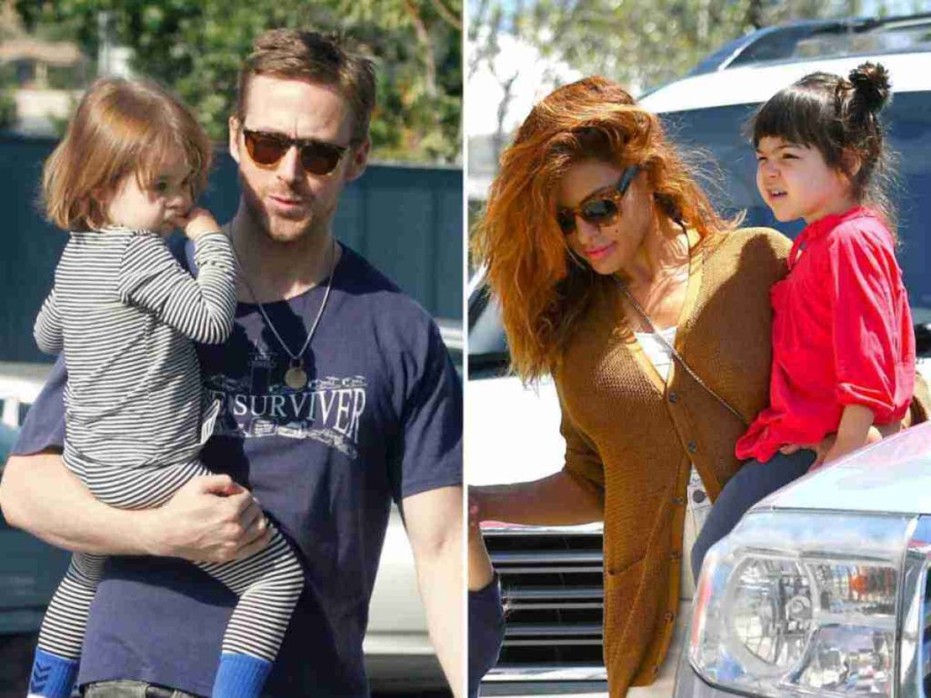 Ryan Gosling and wife Eva with their daughters