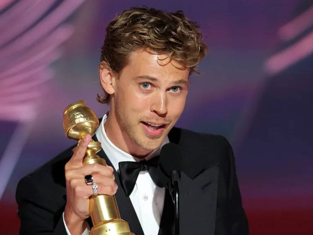 Austin Butler r winning the 2023 Golden Globe for Best Actor in a Drama Film for 'Elvis'