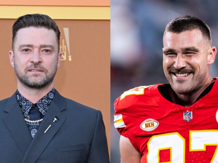 Justin Timberlake (L) Travis Kelce (R)