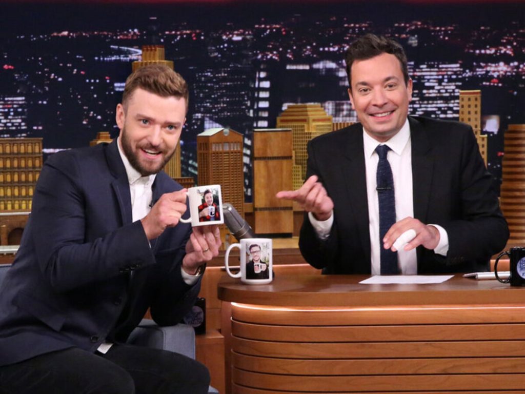 Justin Timberlake with host Jimmy Fallon on 'The Toight Show'