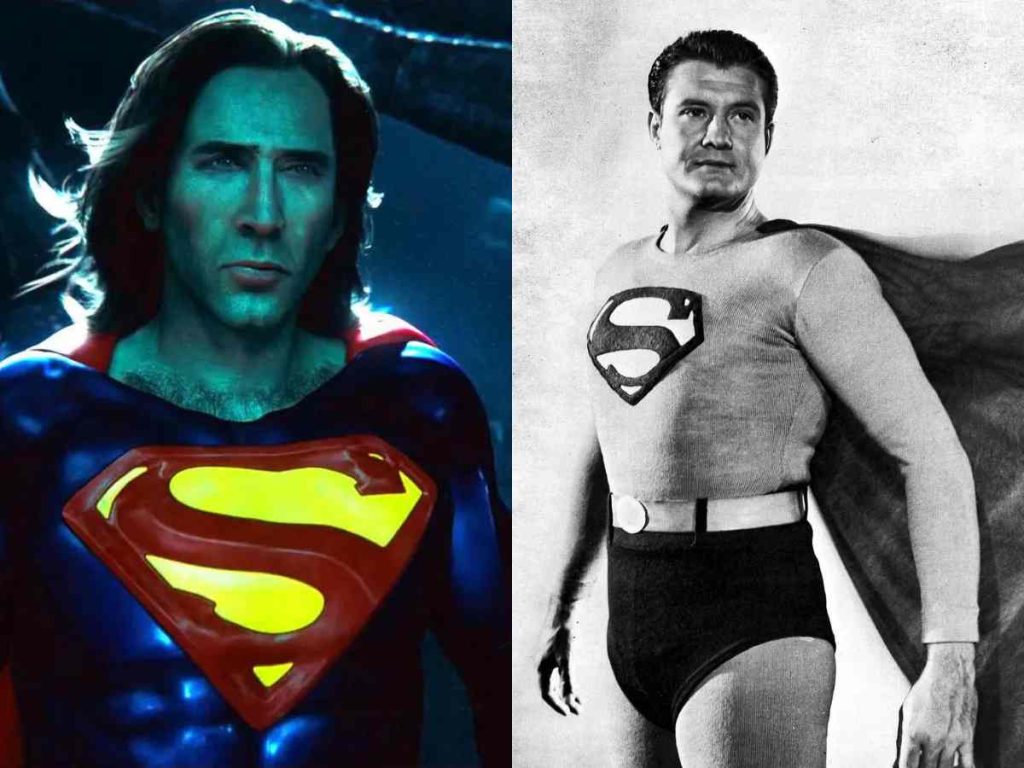 Nicholas Cage's cameo (L) and George Reeve (R)