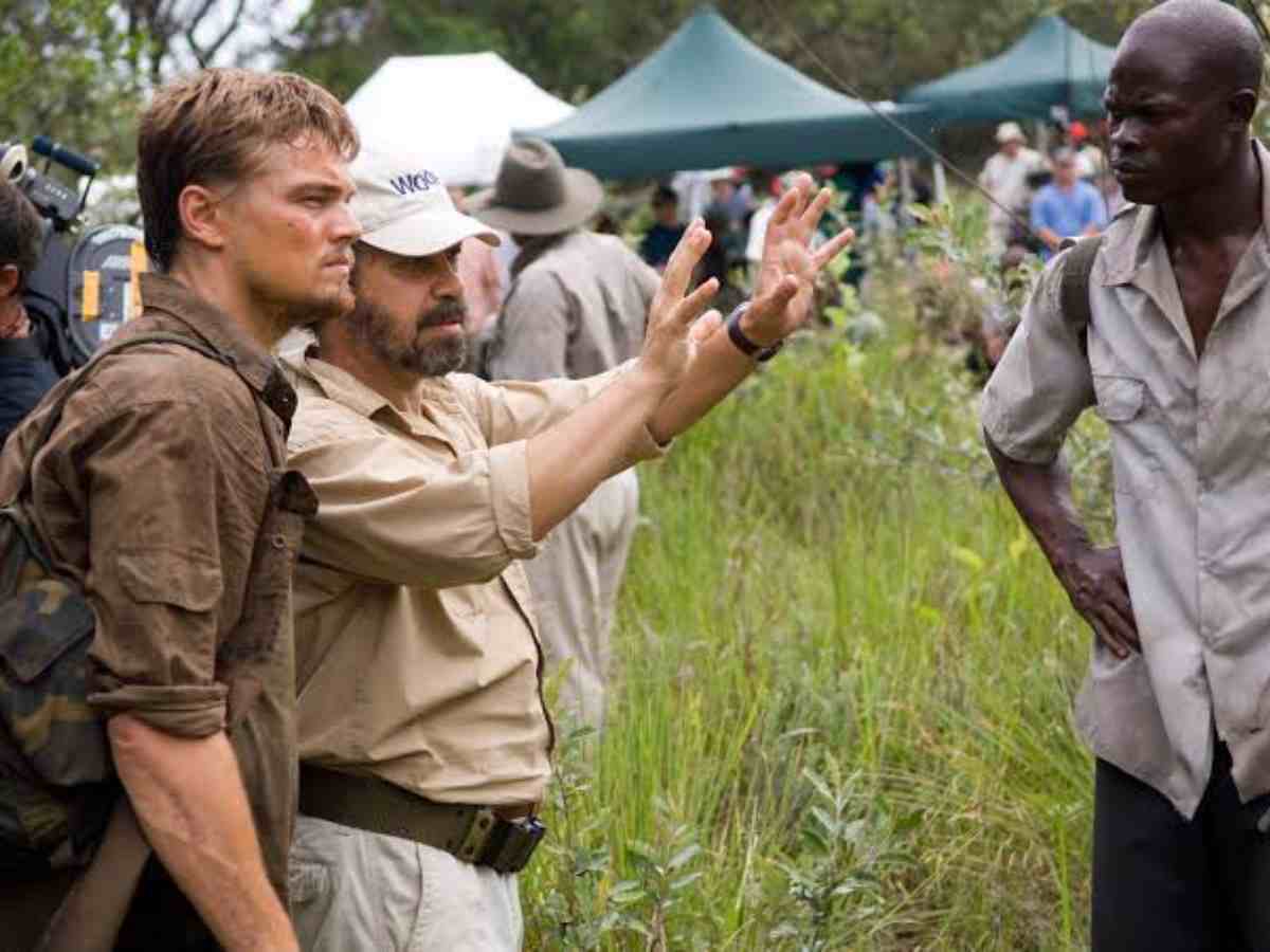 Leonardo DiCaprio and Edward Zwick on the sets of 'Blood Diamond'