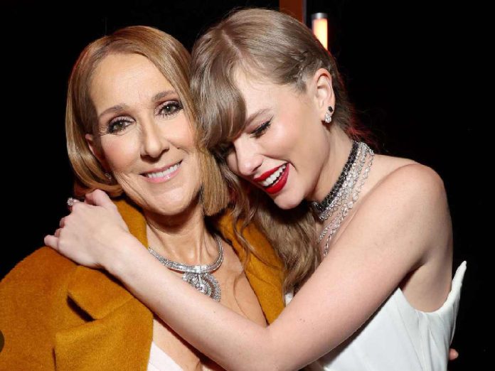 Celine Dion and Taylor Swift on Grammys backstage (Image: Getty)