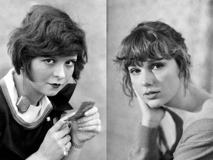 Clara Bow (right) and Taylor Swift (left)