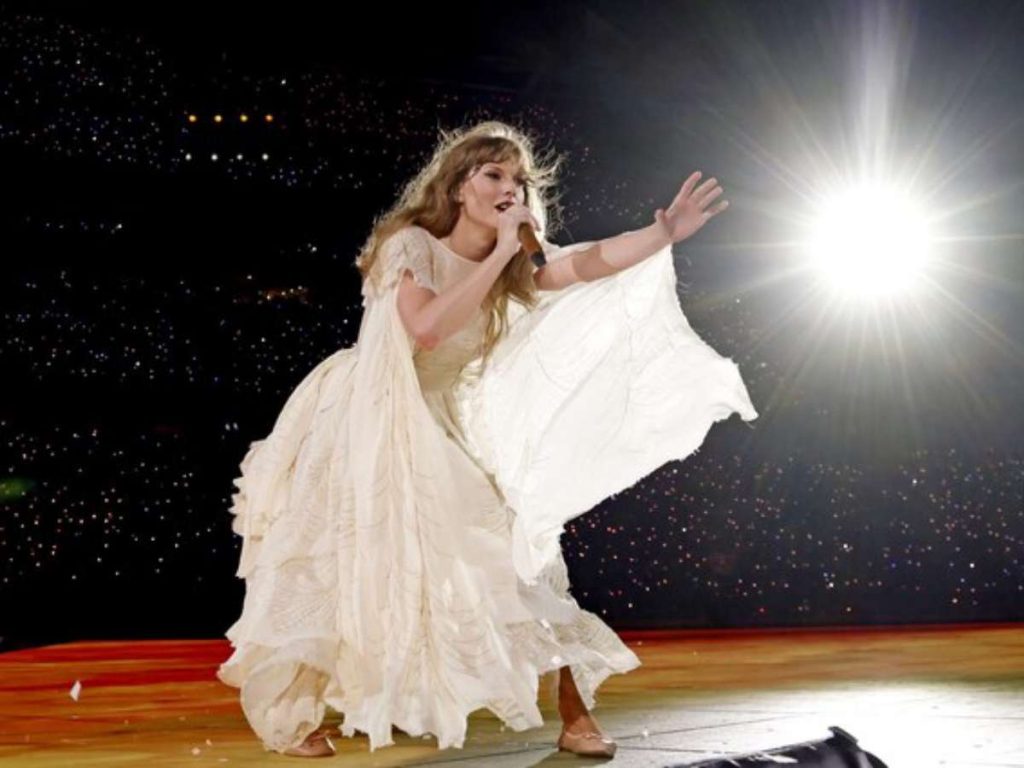 Taylor Swift during the Folklore set of 'The Eras Tour' (Image: Getty)