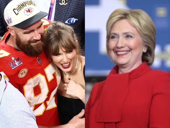 Taylor Swift, Travis Kelce and Hillary Clinton (Image: Getty)