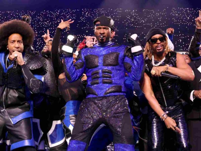 Usher during Super Bowl half time show (Image: Getty)