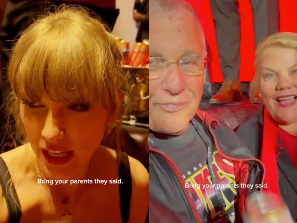 Taylor Swift and her parents in her TikTok video (Image: TikTok)