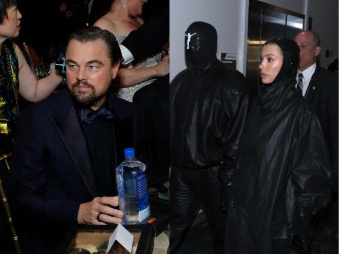 Leonardo DiCaprio and Kanye West with wife Bianca Censori (Image: Getty)