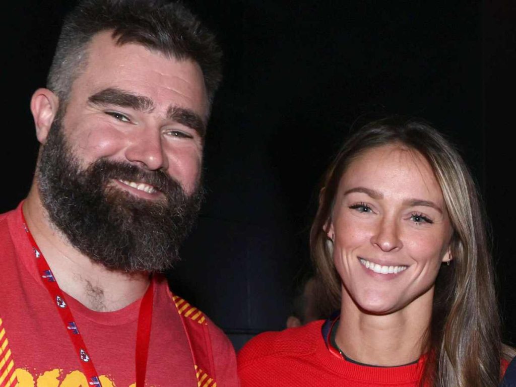 Jason Kelce and Kylie Kelce at the Super Bowl