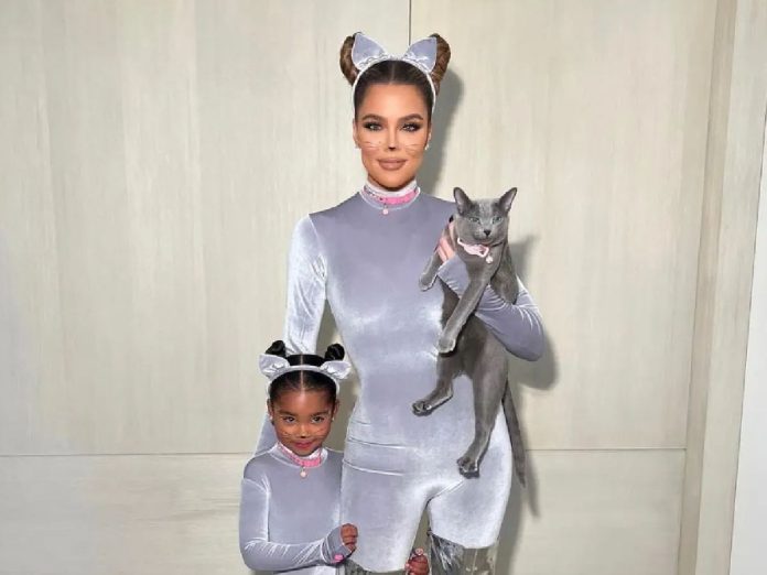 Khloe Kardashian with her daughter True and cat (Image: Instagram)
