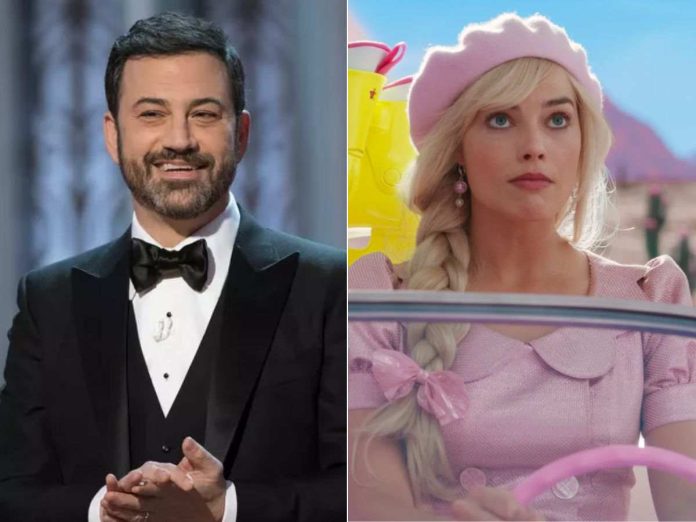 Jimmy Kimmel and still from 'Barbie' (Image: Getty)