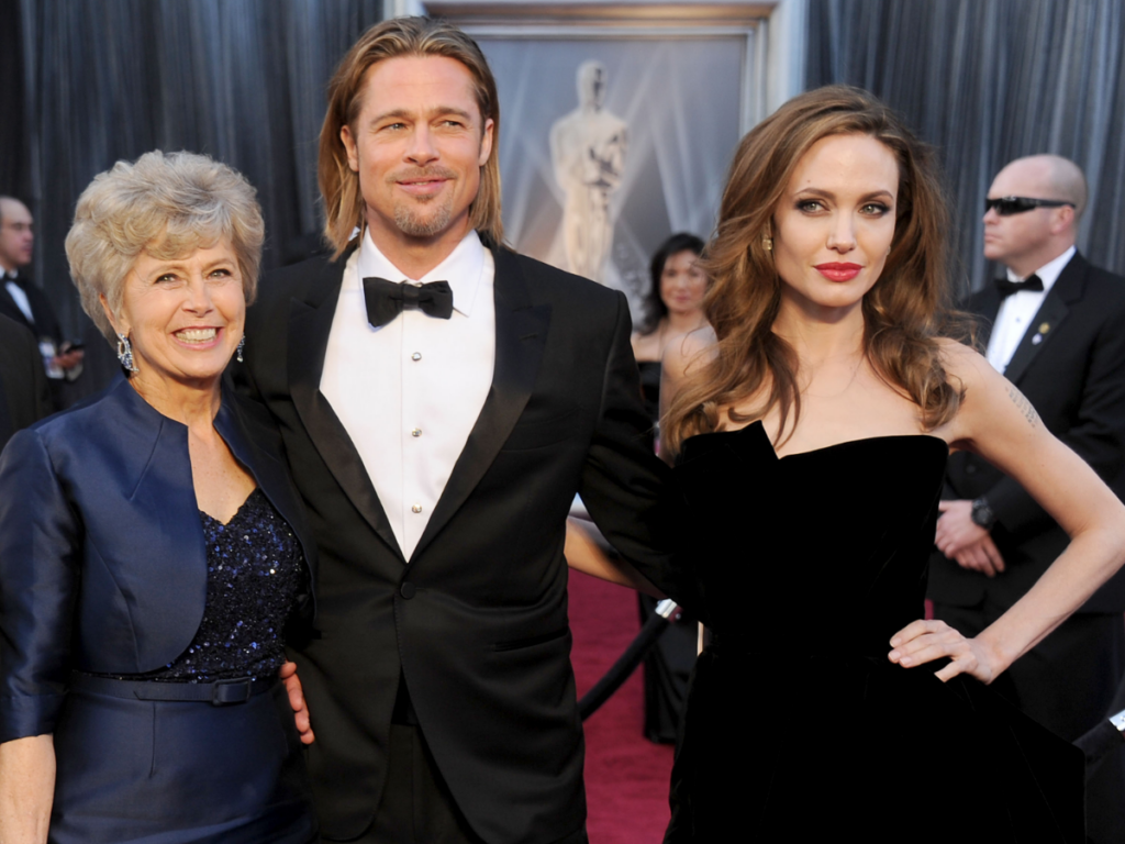 Brad Pitt with mom Jane Pitt and wife Angelina Jolie (Image: Getty)
