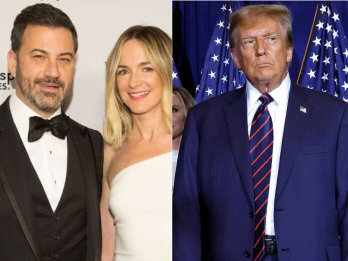 Jimmy Kimmel and his wife (L) and Donald Trump (R) (Credit: X)