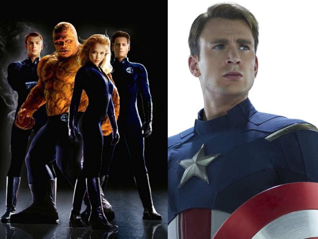 Chris Evans as Johnny Storm and 'Captain America'