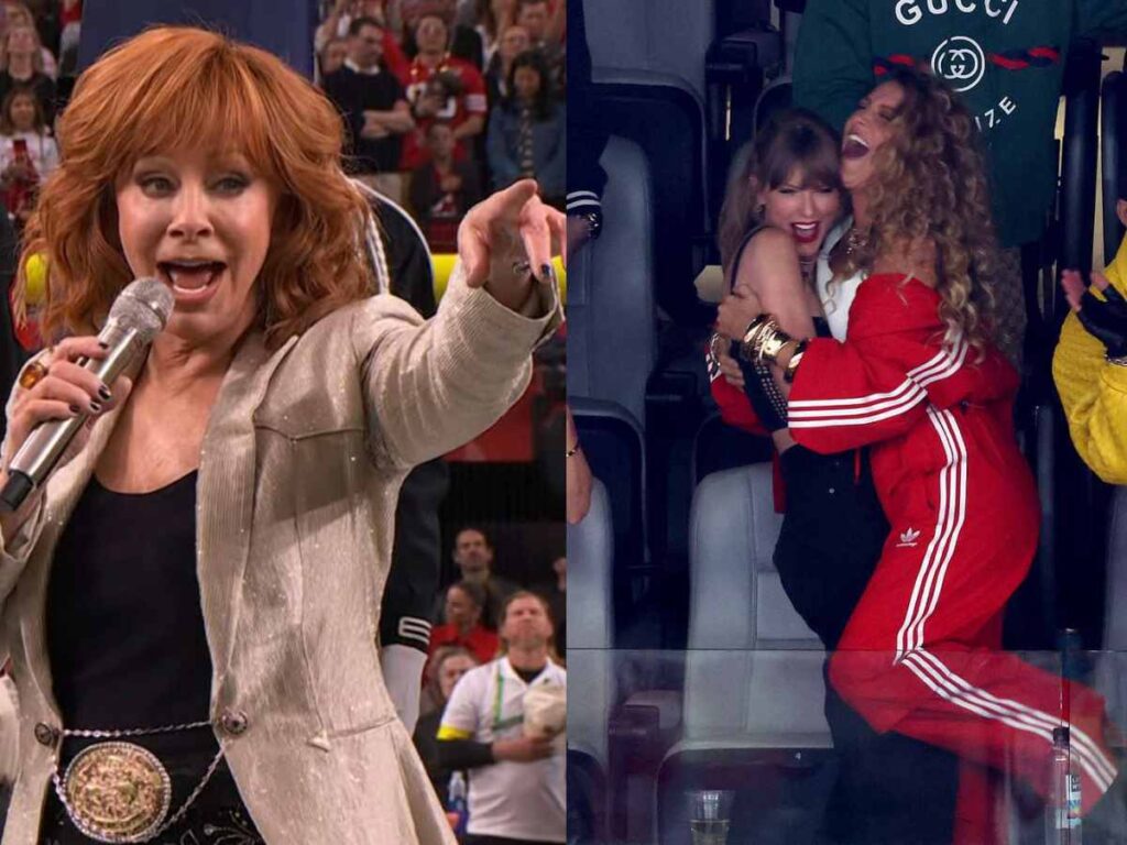 Reba McEntire and Taylor Swift at the Super Bowl 2024